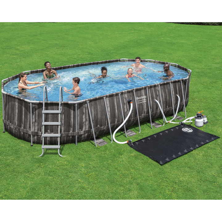 Bestway - Piscine hors terre Power Steel ovale avec chauffe-eau solaire