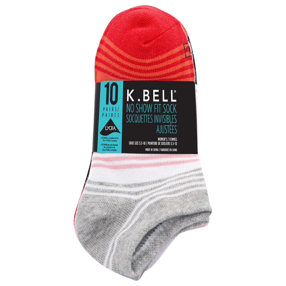 K.Bell Women's No Show Socks, 10 Pack
