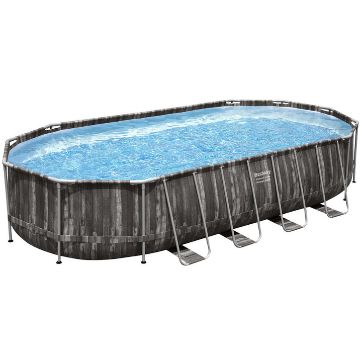 Bestway - Piscine hors terre Power Steel ovale avec chauffe-eau solaire