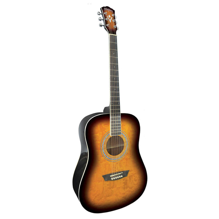 Washburn - Ensemble de guitare acoustique en placage d'érable ondé couleur tabac rétro