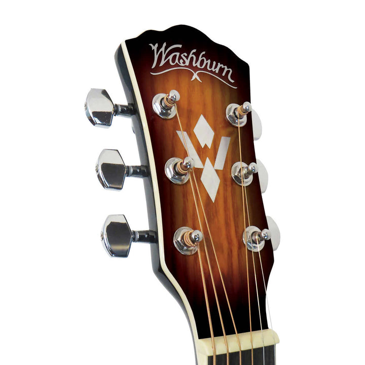 Washburn - Ensemble de guitare acoustique en placage d'érable ondé couleur tabac rétro