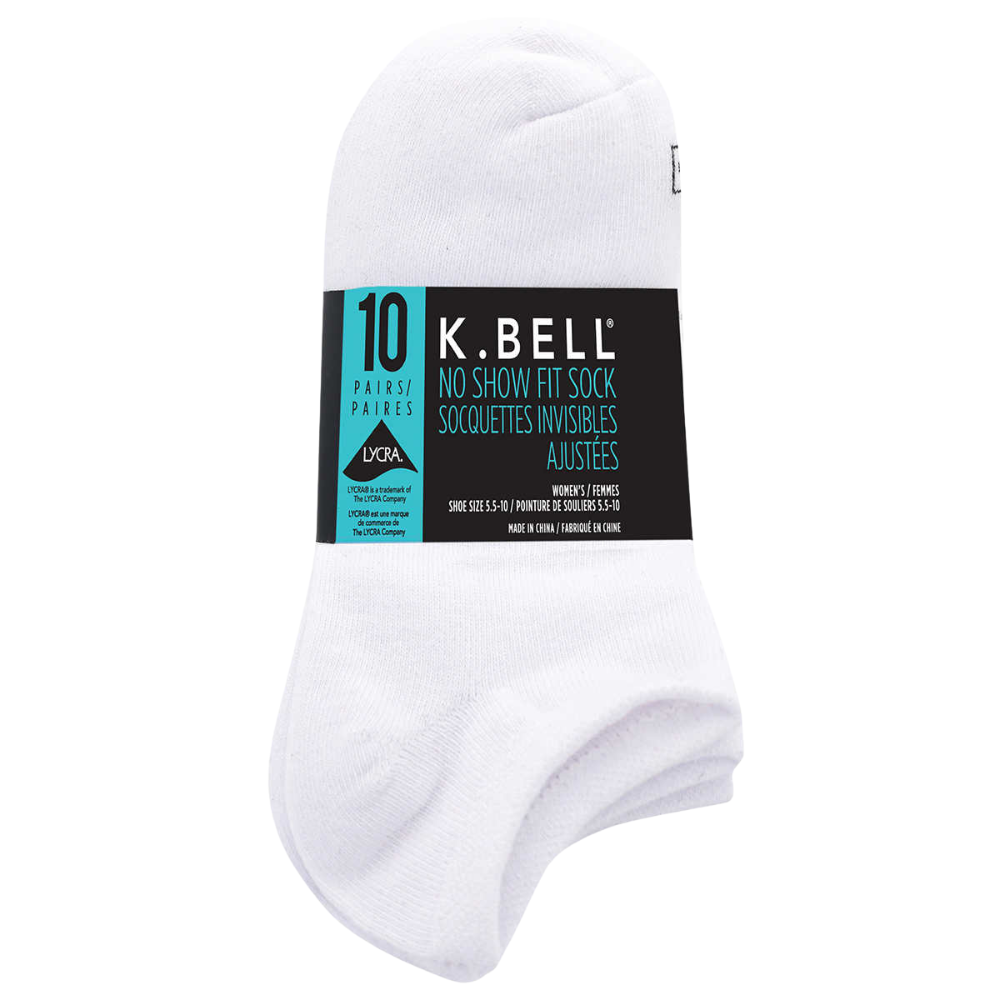 K.Bell Women's No Show Socks, 10 Pack