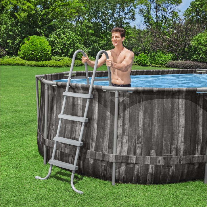 Bestway - Piscine hors terre Power Steel ovale avec chauffe-eau solaire