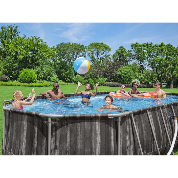Bestway - Piscine hors terre Power Steel ovale avec chauffe-eau solaire
