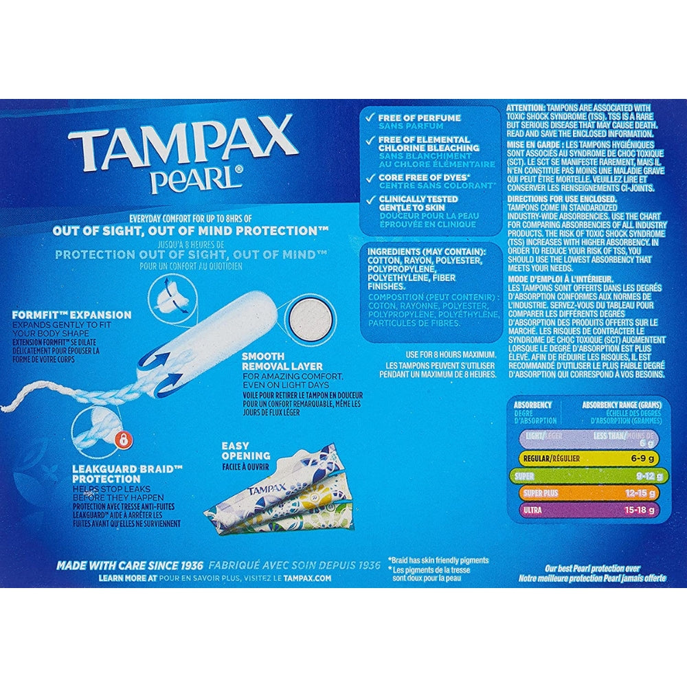 Tampax Pearl - Unscented Super Absorbent Tampons 96 Pack 