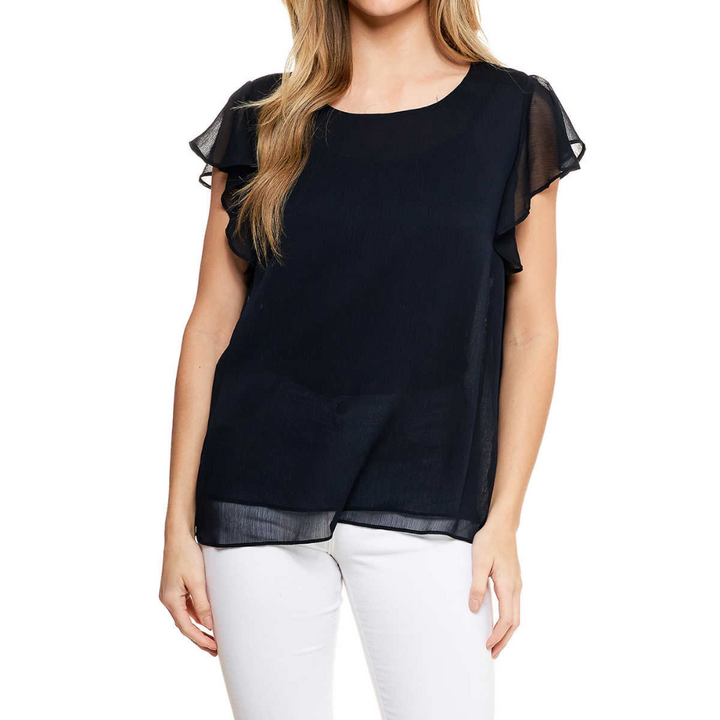 Cristina B - Women's Flutter Sleeve Top