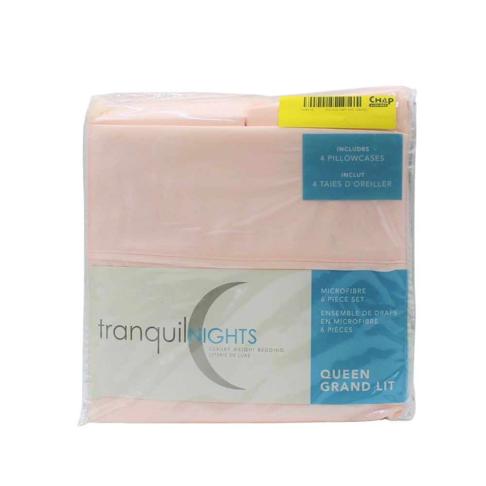 Tranquil Nights – Ensemble de draps en microfibre, 100% polyester doux, 6 pièces
