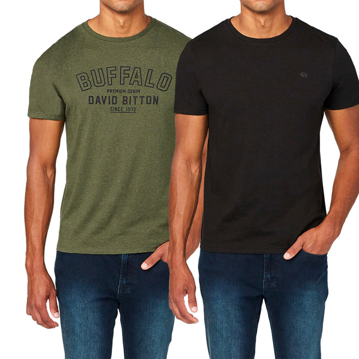 Buffalo – Chandail à manches courtes pour homme, paquet de 2