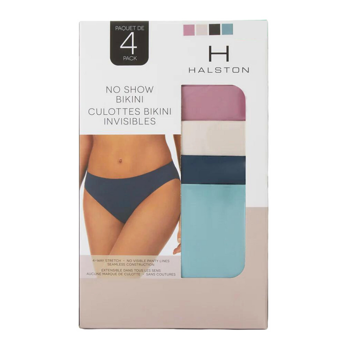 Halston Women's Invisible Bikini Panties, 4 Pack