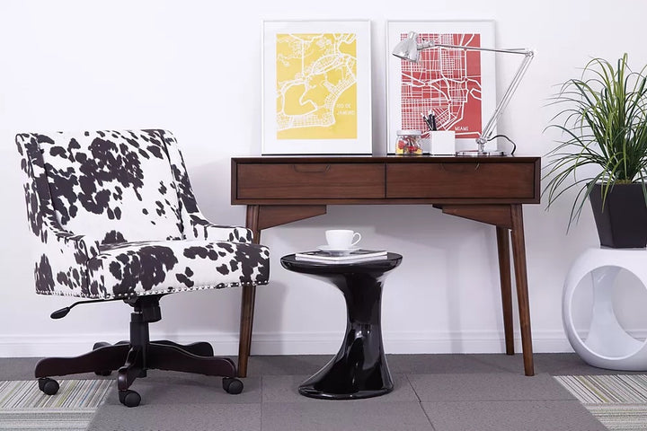 Ave Six - Table d'appoint épurée, finition noire ultra-brillante